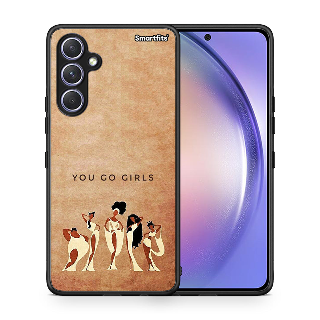 Θήκη Samsung Galaxy A54 You Go Girl από τη Smartfits με σχέδιο στο πίσω μέρος και μαύρο περίβλημα | Samsung Galaxy A54 You Go Girl Case with Colorful Back and Black Bezels