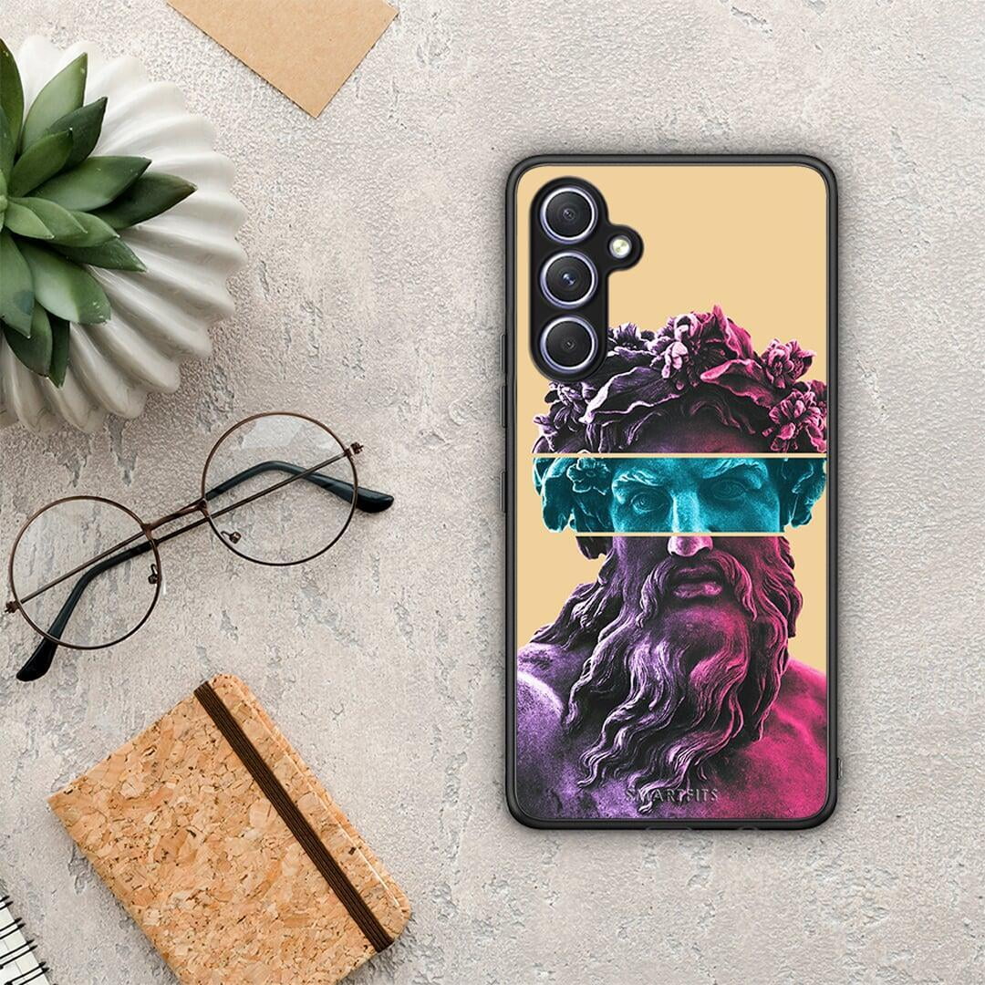 Θήκη Samsung Galaxy A54 Zeus Art από τη Smartfits με σχέδιο στο πίσω μέρος και μαύρο περίβλημα | Samsung Galaxy A54 Zeus Art Case with Colorful Back and Black Bezels