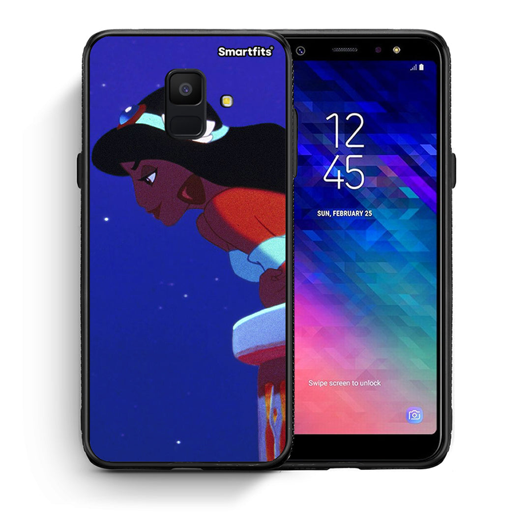 Θήκη Samsung A6 2018 Alladin And Jasmine Love 2 από τη Smartfits με σχέδιο στο πίσω μέρος και μαύρο περίβλημα | Samsung A6 2018 Alladin And Jasmine Love 2 case with colorful back and black bezels