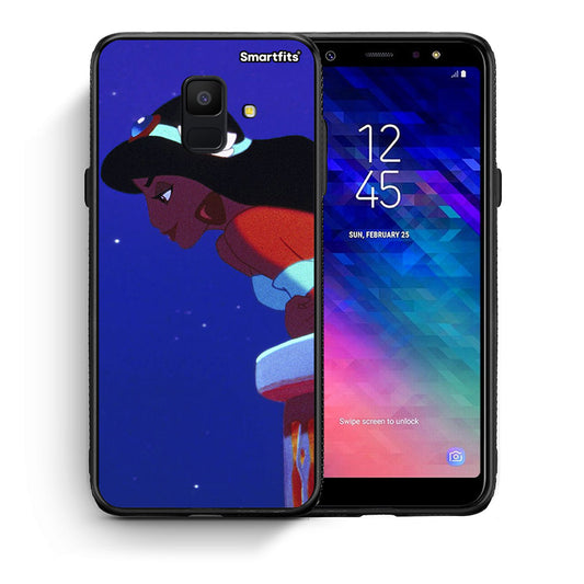 Θήκη Samsung A6 2018 Alladin And Jasmine Love 2 από τη Smartfits με σχέδιο στο πίσω μέρος και μαύρο περίβλημα | Samsung A6 2018 Alladin And Jasmine Love 2 case with colorful back and black bezels