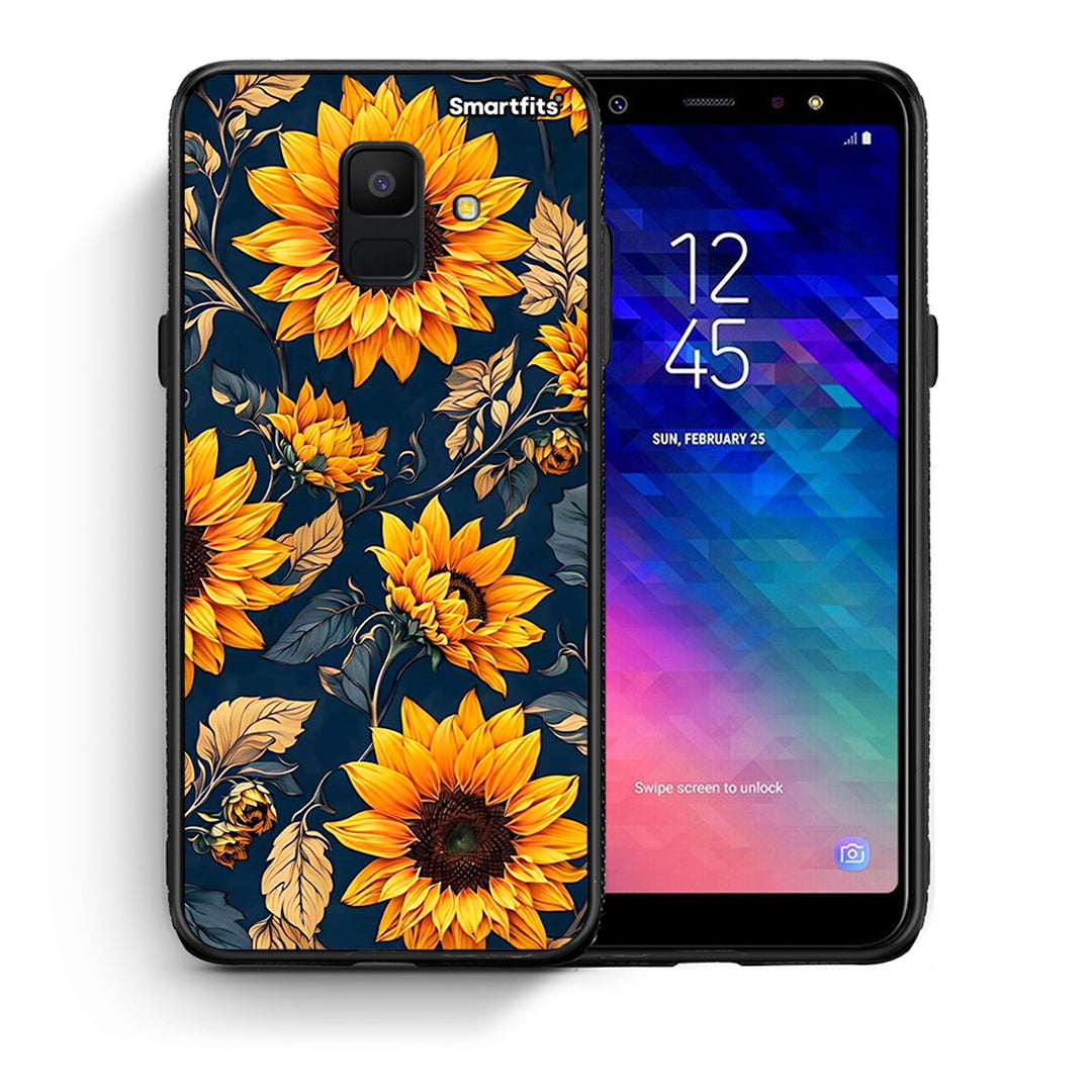 Θήκη Samsung A6 2018 Autumn Sunflowers από τη Smartfits με σχέδιο στο πίσω μέρος και μαύρο περίβλημα | Samsung A6 2018 Autumn Sunflowers case with colorful back and black bezels