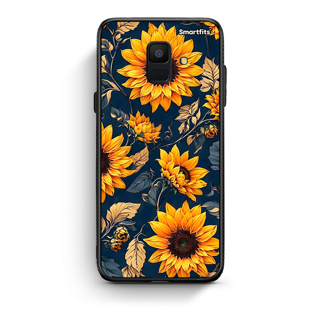 samsung A6 Autumn Sunflowers Θήκη από τη Smartfits με σχέδιο στο πίσω μέρος και μαύρο περίβλημα | Smartphone case with colorful back and black bezels by Smartfits