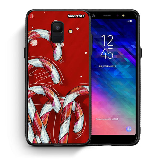 Θήκη Samsung A6 2018 Candy Cane από τη Smartfits με σχέδιο στο πίσω μέρος και μαύρο περίβλημα | Samsung A6 2018 Candy Cane case with colorful back and black bezels