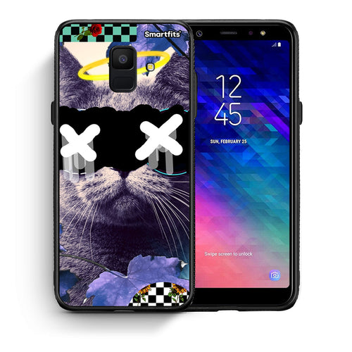 Θήκη Samsung A6 2018 Cat Collage από τη Smartfits με σχέδιο στο πίσω μέρος και μαύρο περίβλημα | Samsung A6 2018 Cat Collage case with colorful back and black bezels