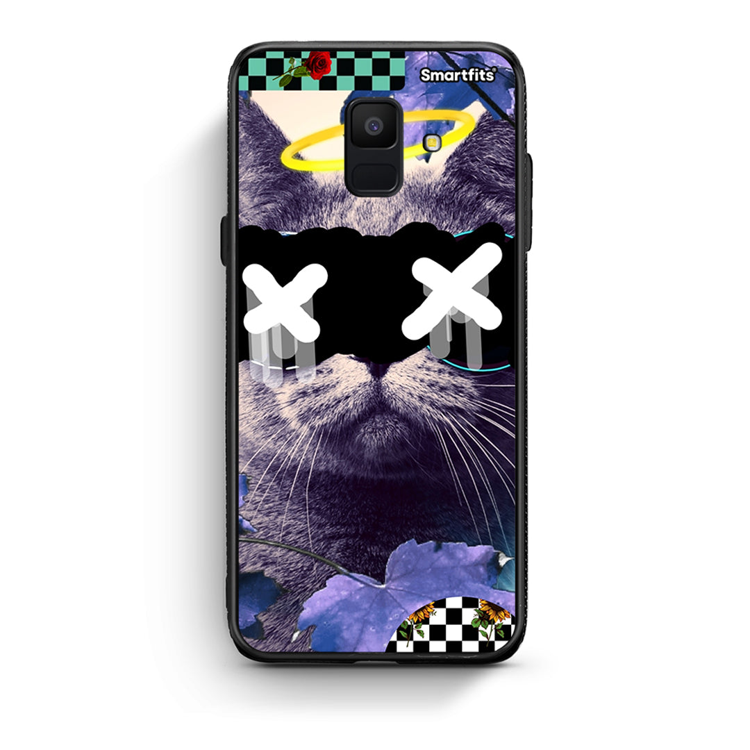samsung A6 Cat Collage θήκη από τη Smartfits με σχέδιο στο πίσω μέρος και μαύρο περίβλημα | Smartphone case with colorful back and black bezels by Smartfits