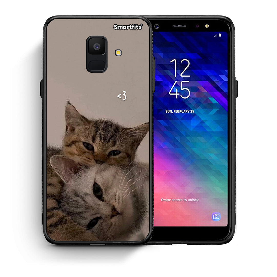 Θήκη Samsung A6 2018 Cats In Love από τη Smartfits με σχέδιο στο πίσω μέρος και μαύρο περίβλημα | Samsung A6 2018 Cats In Love case with colorful back and black bezels