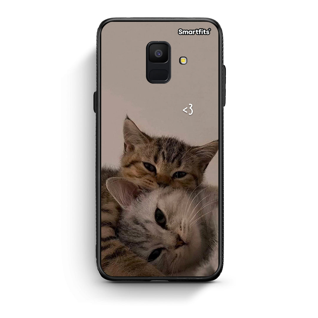 samsung A6 Cats In Love Θήκη από τη Smartfits με σχέδιο στο πίσω μέρος και μαύρο περίβλημα | Smartphone case with colorful back and black bezels by Smartfits