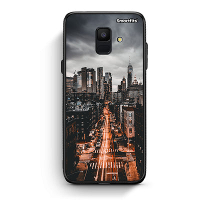samsung A6 City Lights θήκη από τη Smartfits με σχέδιο στο πίσω μέρος και μαύρο περίβλημα | Smartphone case with colorful back and black bezels by Smartfits