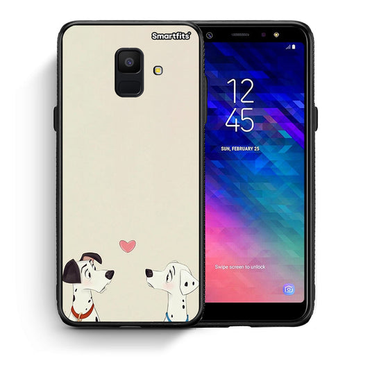 Θήκη Samsung A6 2018 Dalmatians Love από τη Smartfits με σχέδιο στο πίσω μέρος και μαύρο περίβλημα | Samsung A6 2018 Dalmatians Love case with colorful back and black bezels