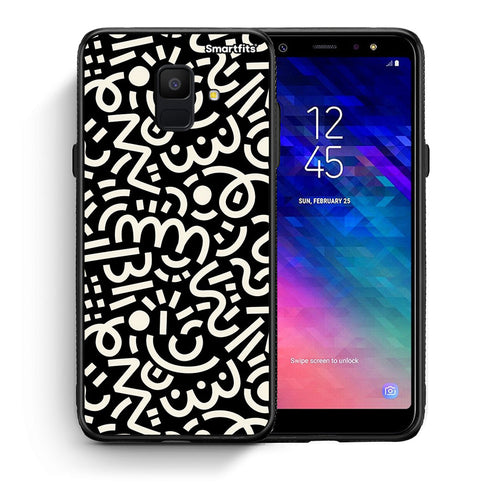 Θήκη Samsung A6 2018 Doodle Art από τη Smartfits με σχέδιο στο πίσω μέρος και μαύρο περίβλημα | Samsung A6 2018 Doodle Art case with colorful back and black bezels