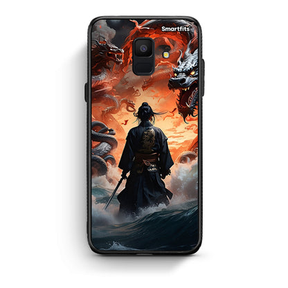samsung A6 Dragons Fight θήκη από τη Smartfits με σχέδιο στο πίσω μέρος και μαύρο περίβλημα | Smartphone case with colorful back and black bezels by Smartfits