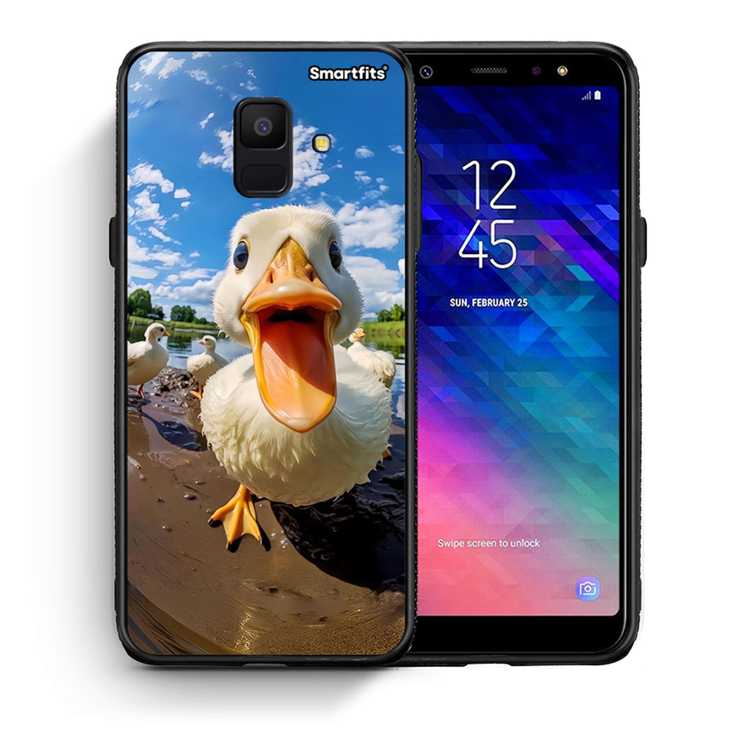 Θήκη Samsung A6 2018 Duck Face από τη Smartfits με σχέδιο στο πίσω μέρος και μαύρο περίβλημα | Samsung A6 2018 Duck Face case with colorful back and black bezels