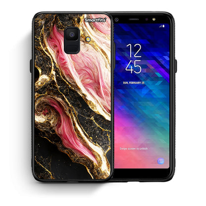Θήκη Samsung A6 2018 Glamorous Pink Marble από τη Smartfits με σχέδιο στο πίσω μέρος και μαύρο περίβλημα | Samsung A6 2018 Glamorous Pink Marble case with colorful back and black bezels