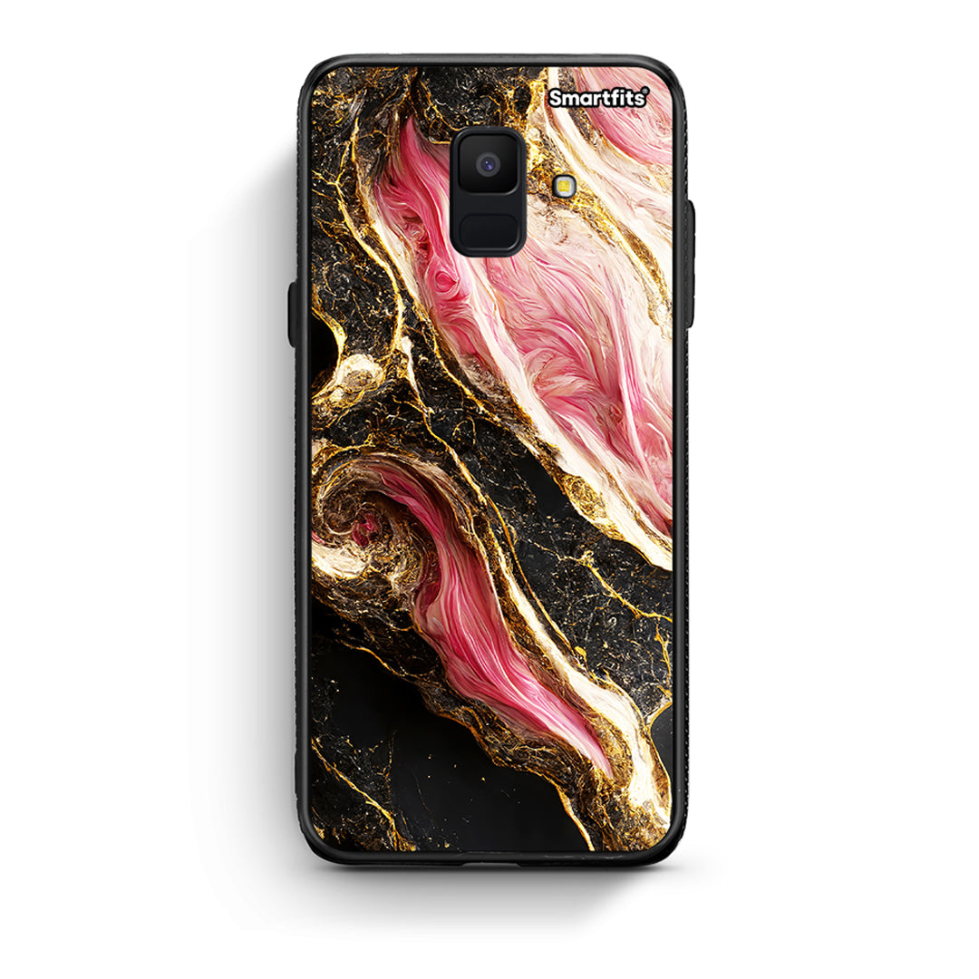 samsung A6 Glamorous Pink Marble θήκη από τη Smartfits με σχέδιο στο πίσω μέρος και μαύρο περίβλημα | Smartphone case with colorful back and black bezels by Smartfits