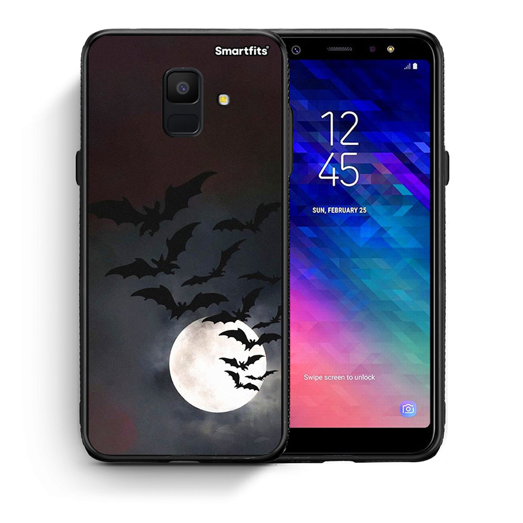 Θήκη Samsung A6 2018 Halloween Bat Night από τη Smartfits με σχέδιο στο πίσω μέρος και μαύρο περίβλημα | Samsung A6 2018 Halloween Bat Night case with colorful back and black bezels