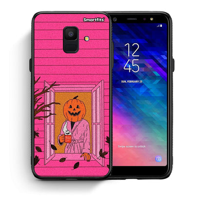 Θήκη Samsung A6 2018 Halloween Pumpkin Lady από τη Smartfits με σχέδιο στο πίσω μέρος και μαύρο περίβλημα | Samsung A6 2018 Halloween Pumpkin Lady case with colorful back and black bezels
