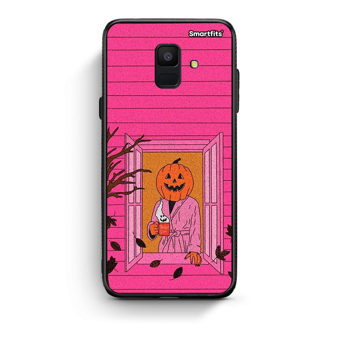 samsung A6 Halloween Pumpkin Lady Θήκη από τη Smartfits με σχέδιο στο πίσω μέρος και μαύρο περίβλημα | Smartphone case with colorful back and black bezels by Smartfits