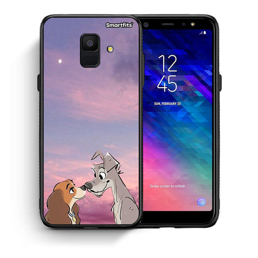 Θήκη Samsung A6 2018 Lady And Tramp από τη Smartfits με σχέδιο στο πίσω μέρος και μαύρο περίβλημα | Samsung A6 2018 Lady And Tramp case with colorful back and black bezels