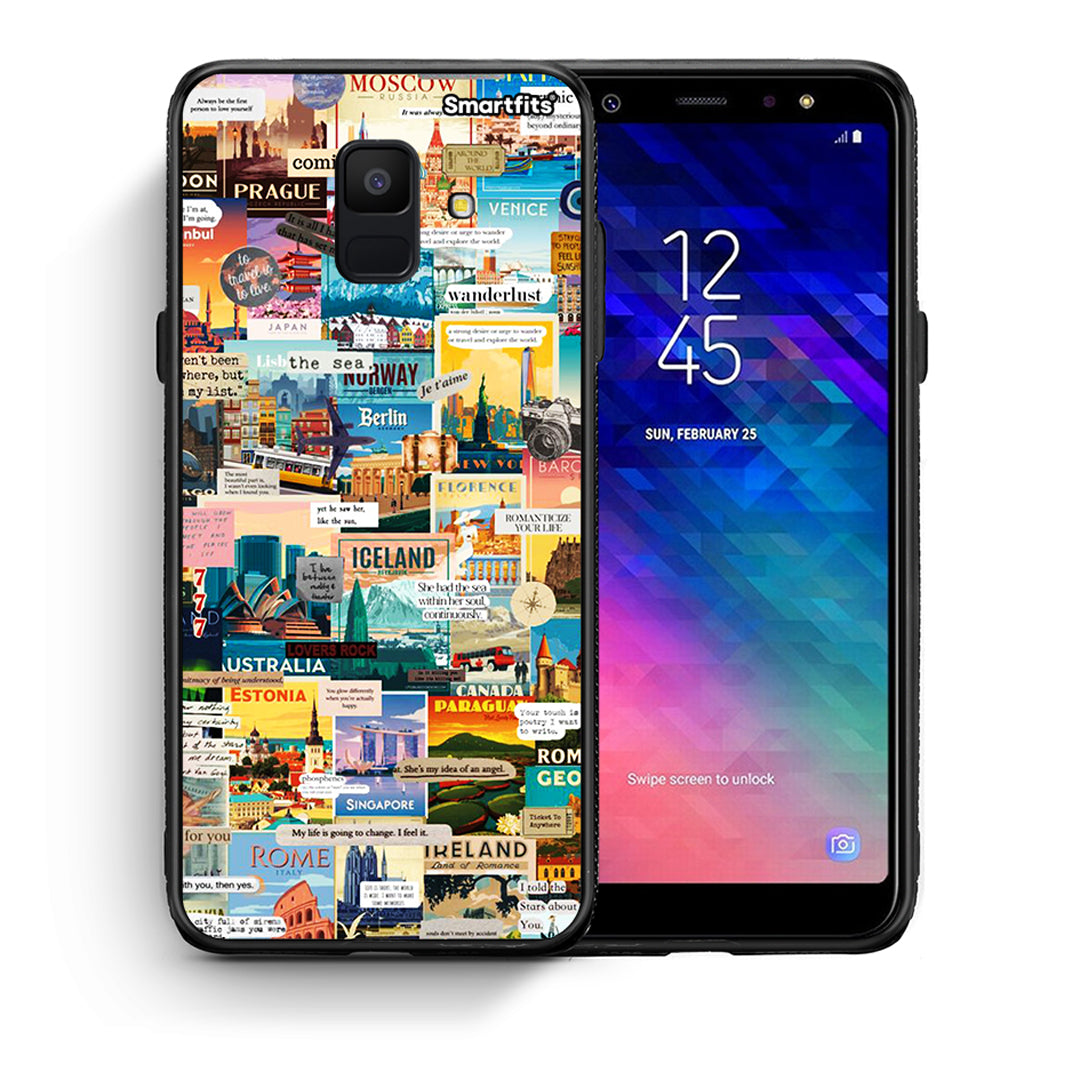 Θήκη Samsung A6 2018 Live To Travel από τη Smartfits με σχέδιο στο πίσω μέρος και μαύρο περίβλημα | Samsung A6 2018 Live To Travel case with colorful back and black bezels