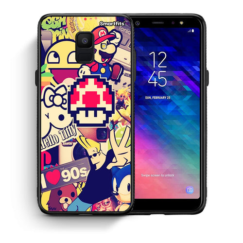 Θήκη Samsung A6 2018 Love The 90s από τη Smartfits με σχέδιο στο πίσω μέρος και μαύρο περίβλημα | Samsung A6 2018 Love The 90s case with colorful back and black bezels