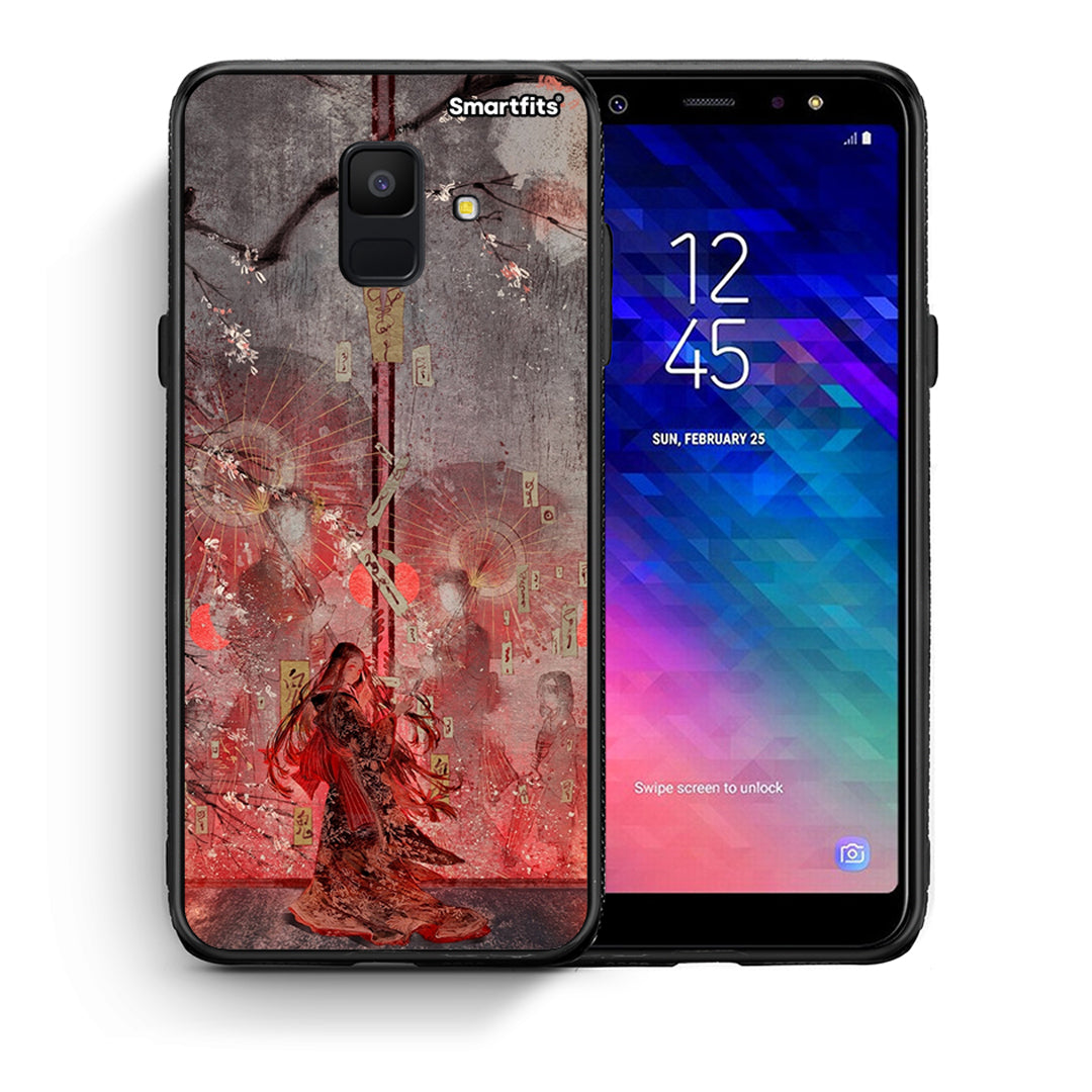 Θήκη Samsung A6 2018 Nezuko Kamado από τη Smartfits με σχέδιο στο πίσω μέρος και μαύρο περίβλημα | Samsung A6 2018 Nezuko Kamado case with colorful back and black bezels