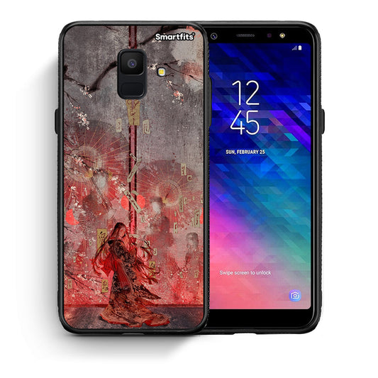 Θήκη Samsung A6 2018 Nezuko Kamado από τη Smartfits με σχέδιο στο πίσω μέρος και μαύρο περίβλημα | Samsung A6 2018 Nezuko Kamado case with colorful back and black bezels