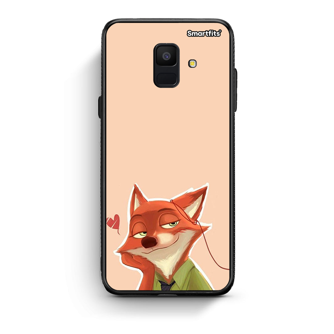 samsung A6 Nick Wilde And Judy Hopps Love 1 θήκη από τη Smartfits με σχέδιο στο πίσω μέρος και μαύρο περίβλημα | Smartphone case with colorful back and black bezels by Smartfits