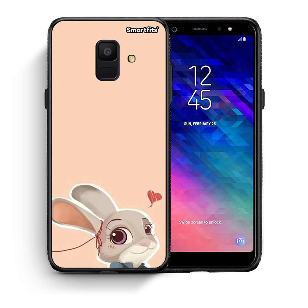 Θήκη Samsung A6 2018 Nick Wilde And Judy Hopps Love 2 από τη Smartfits με σχέδιο στο πίσω μέρος και μαύρο περίβλημα | Samsung A6 2018 Nick Wilde And Judy Hopps Love 2 case with colorful back and black bezels
