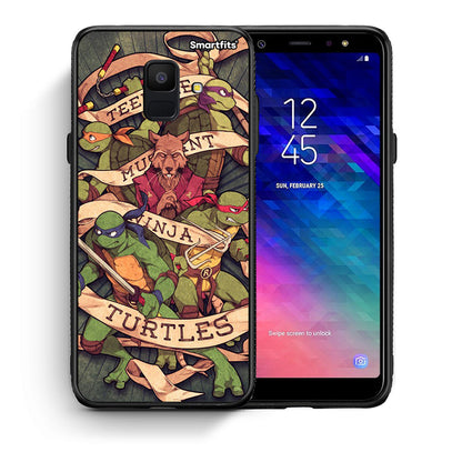 Θήκη Samsung A6 2018 Ninja Turtles από τη Smartfits με σχέδιο στο πίσω μέρος και μαύρο περίβλημα | Samsung A6 2018 Ninja Turtles case with colorful back and black bezels