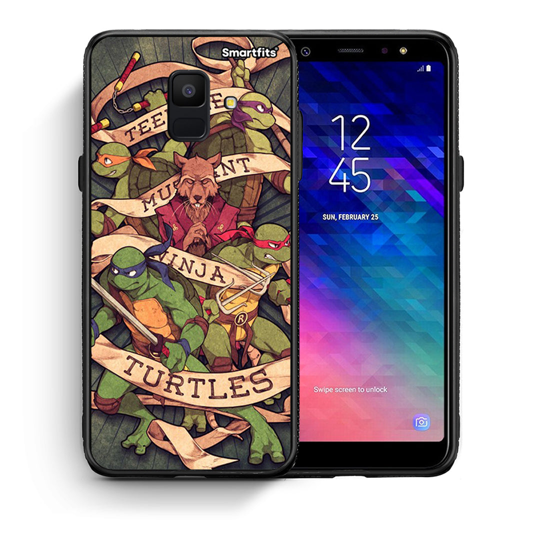 Θήκη Samsung A6 2018 Ninja Turtles από τη Smartfits με σχέδιο στο πίσω μέρος και μαύρο περίβλημα | Samsung A6 2018 Ninja Turtles case with colorful back and black bezels