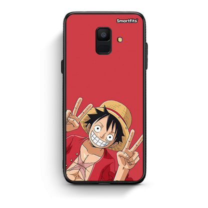 samsung A6 Pirate Luffy Θήκη από τη Smartfits με σχέδιο στο πίσω μέρος και μαύρο περίβλημα | Smartphone case with colorful back and black bezels by Smartfits