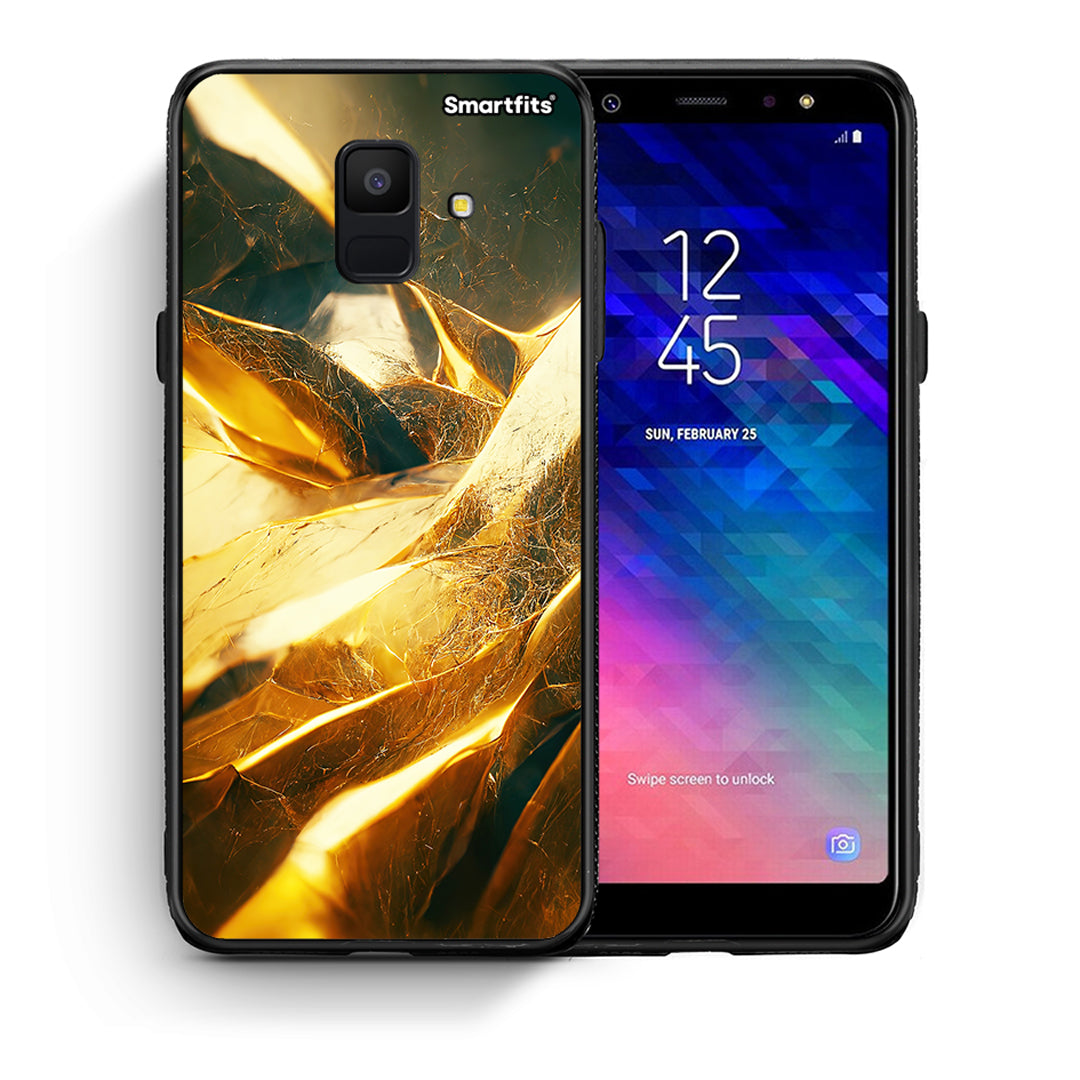 Θήκη Samsung A6 2018 Real Gold από τη Smartfits με σχέδιο στο πίσω μέρος και μαύρο περίβλημα | Samsung A6 2018 Real Gold case with colorful back and black bezels