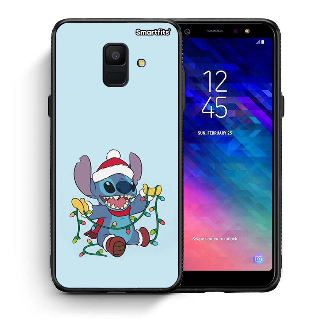 Θήκη Samsung A6 2018 Santa Stich από τη Smartfits με σχέδιο στο πίσω μέρος και μαύρο περίβλημα | Samsung A6 2018 Santa Stich case with colorful back and black bezels