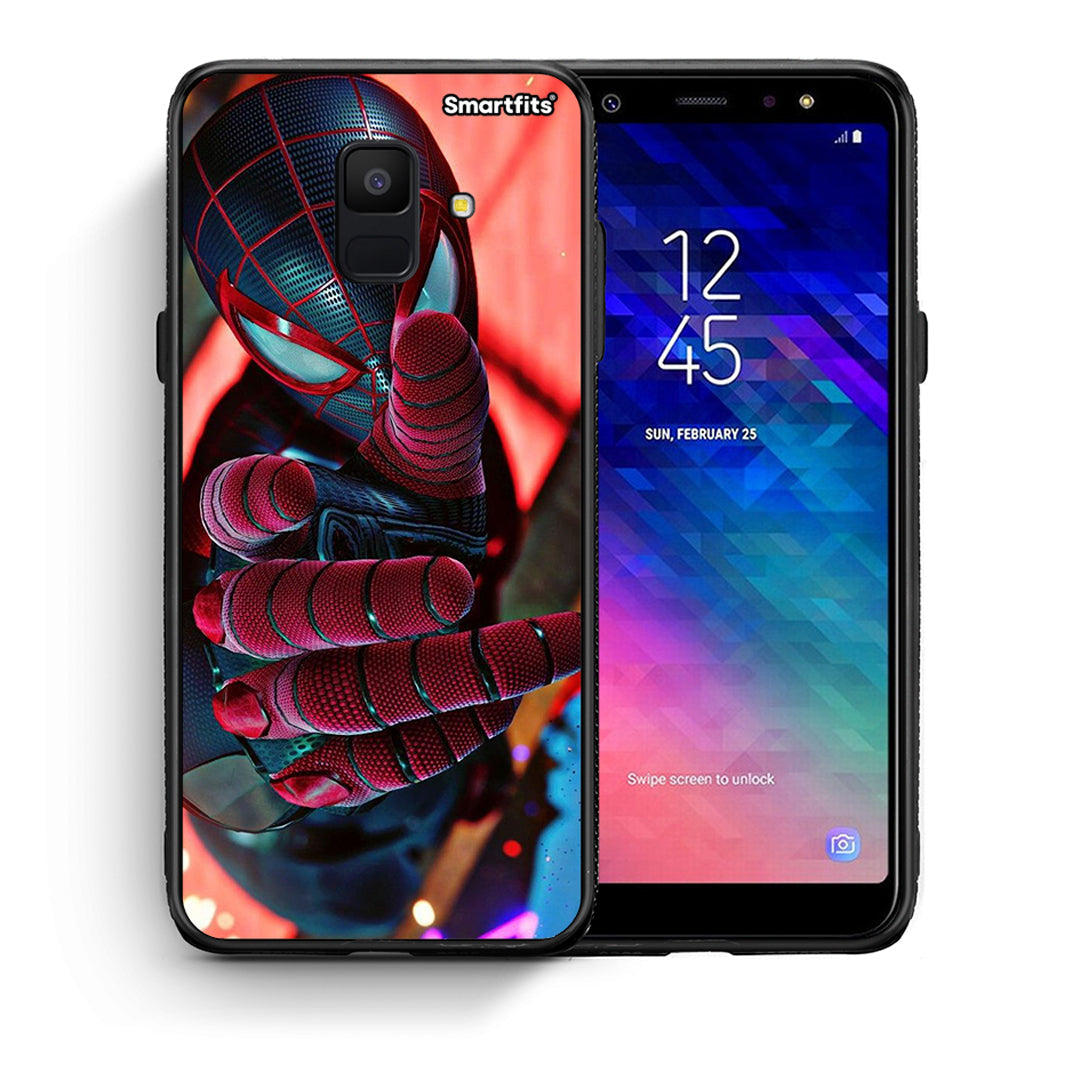 Θήκη Samsung A6 2018 Spider Hand από τη Smartfits με σχέδιο στο πίσω μέρος και μαύρο περίβλημα | Samsung A6 2018 Spider Hand case with colorful back and black bezels