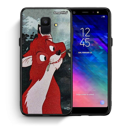 Θήκη Samsung A6 2018 Tod And Vixey Love 1 από τη Smartfits με σχέδιο στο πίσω μέρος και μαύρο περίβλημα | Samsung A6 2018 Tod And Vixey Love 1 case with colorful back and black bezels