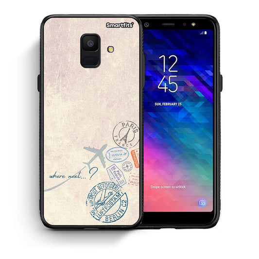 Θήκη Samsung A6 2018 Where Next από τη Smartfits με σχέδιο στο πίσω μέρος και μαύρο περίβλημα | Samsung A6 2018 Where Next case with colorful back and black bezels