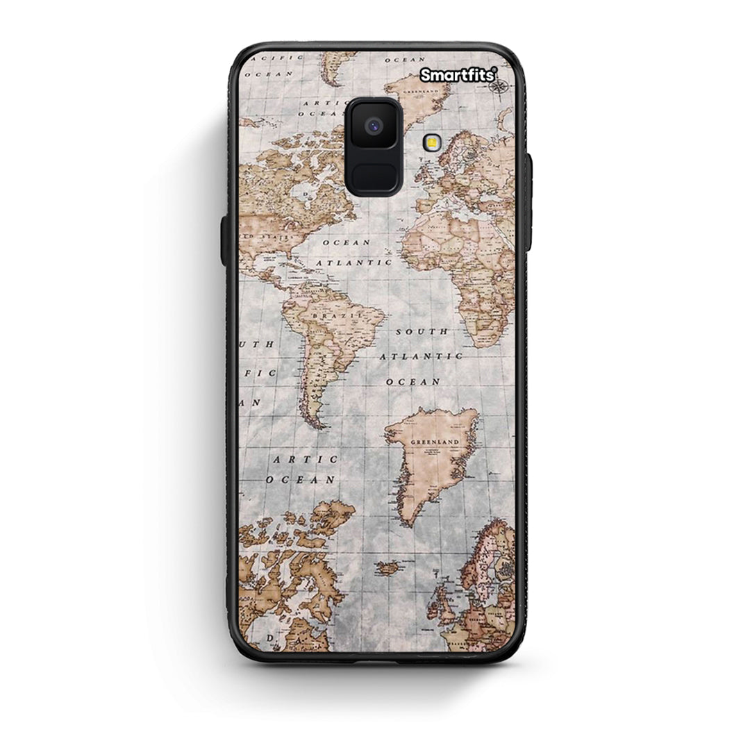 samsung A6 World Map Θήκη από τη Smartfits με σχέδιο στο πίσω μέρος και μαύρο περίβλημα | Smartphone case with colorful back and black bezels by Smartfits