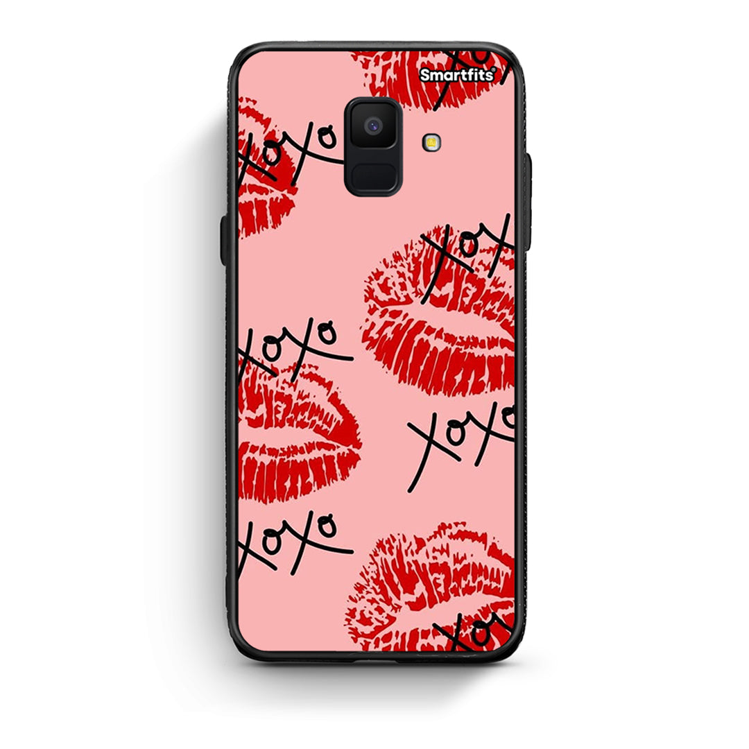 samsung A6 XOXO Lips θήκη από τη Smartfits με σχέδιο στο πίσω μέρος και μαύρο περίβλημα | Smartphone case with colorful back and black bezels by Smartfits