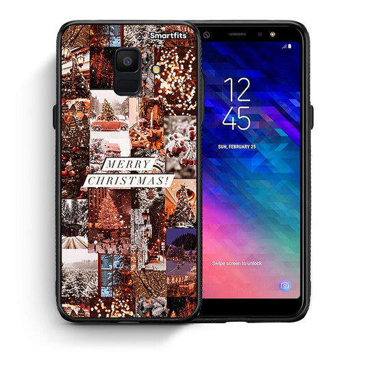 Θήκη Samsung A6 2018 Xmas Collage από τη Smartfits με σχέδιο στο πίσω μέρος και μαύρο περίβλημα | Samsung A6 2018 Xmas Collage case with colorful back and black bezels