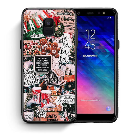 Θήκη Samsung A6 2018 Xmas Habbits από τη Smartfits με σχέδιο στο πίσω μέρος και μαύρο περίβλημα | Samsung A6 2018 Xmas Habbits case with colorful back and black bezels