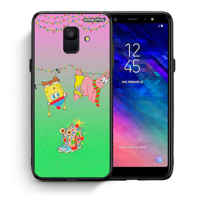 Θήκη Samsung A6 2018 Xmas Lights από τη Smartfits με σχέδιο στο πίσω μέρος και μαύρο περίβλημα | Samsung A6 2018 Xmas Lights case with colorful back and black bezels