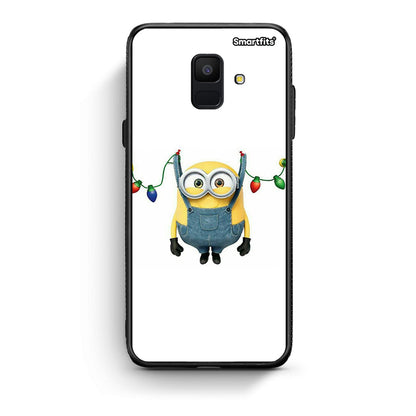 samsung A6 Xmas Minion Lights θήκη από τη Smartfits με σχέδιο στο πίσω μέρος και μαύρο περίβλημα | Smartphone case with colorful back and black bezels by Smartfits