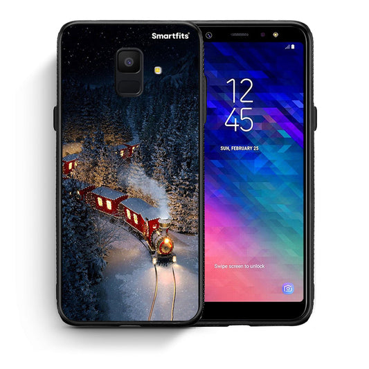Θήκη Samsung A6 2018 Xmas Train από τη Smartfits με σχέδιο στο πίσω μέρος και μαύρο περίβλημα | Samsung A6 2018 Xmas Train case with colorful back and black bezels