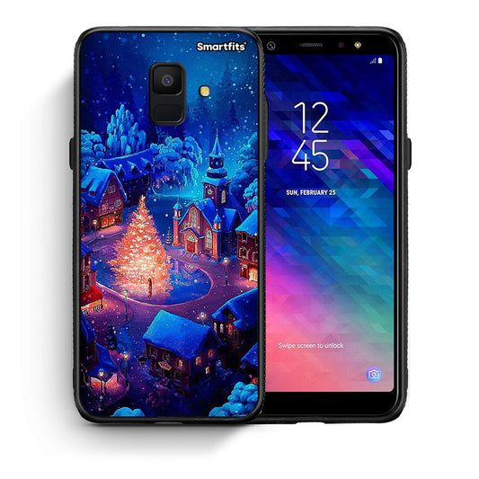 Θήκη Samsung A6 2018 Xmas Village από τη Smartfits με σχέδιο στο πίσω μέρος και μαύρο περίβλημα | Samsung A6 2018 Xmas Village case with colorful back and black bezels