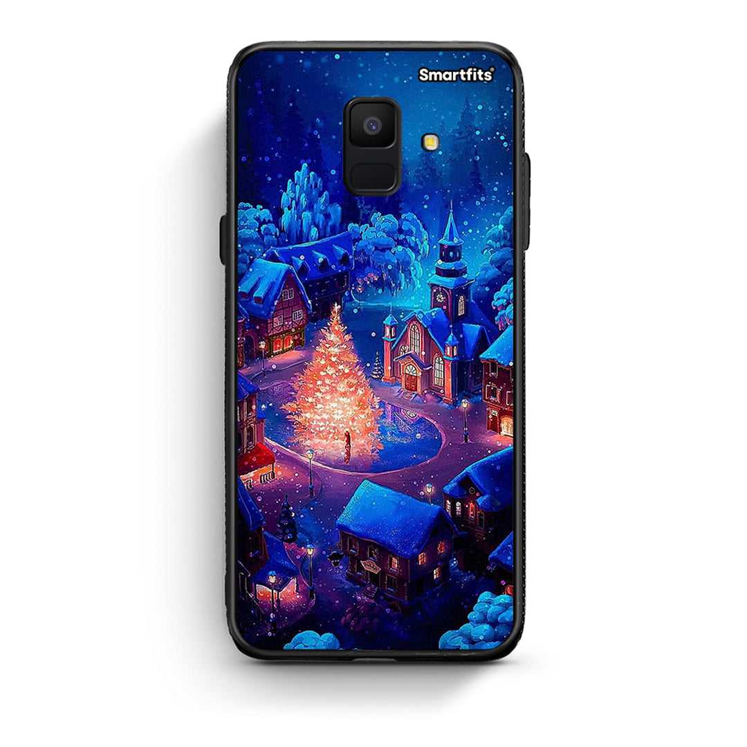 samsung A6 Xmas Village θήκη από τη Smartfits με σχέδιο στο πίσω μέρος και μαύρο περίβλημα | Smartphone case with colorful back and black bezels by Smartfits