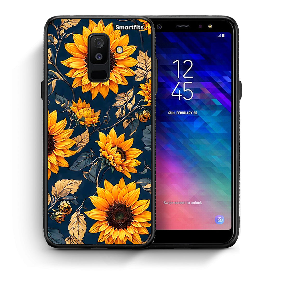 Θήκη Samsung A6+ 2018 Autumn Sunflowers από τη Smartfits με σχέδιο στο πίσω μέρος και μαύρο περίβλημα | Samsung A6+ 2018 Autumn Sunflowers case with colorful back and black bezels