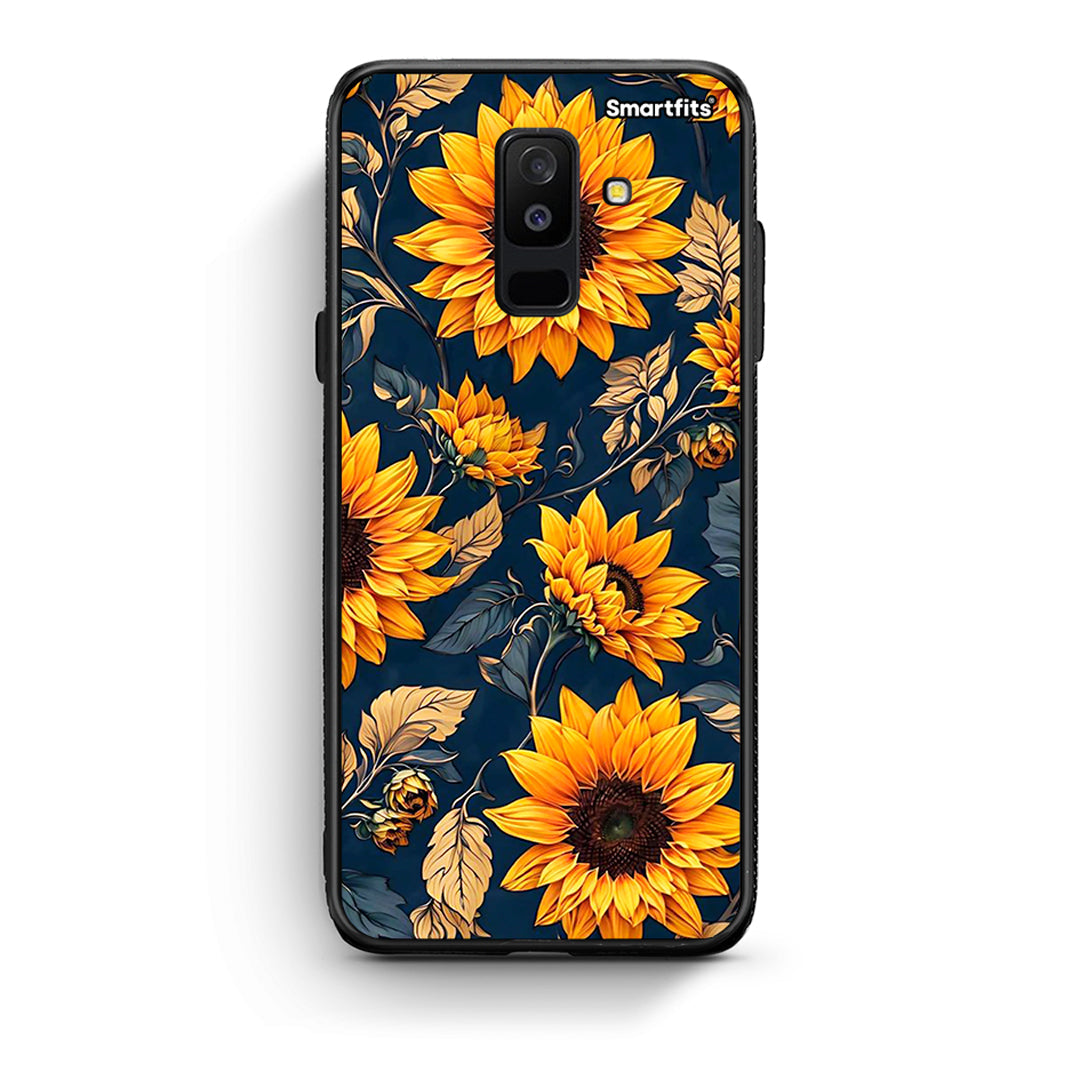 samsung A6 Plus Autumn Sunflowers Θήκη από τη Smartfits με σχέδιο στο πίσω μέρος και μαύρο περίβλημα | Smartphone case with colorful back and black bezels by Smartfits