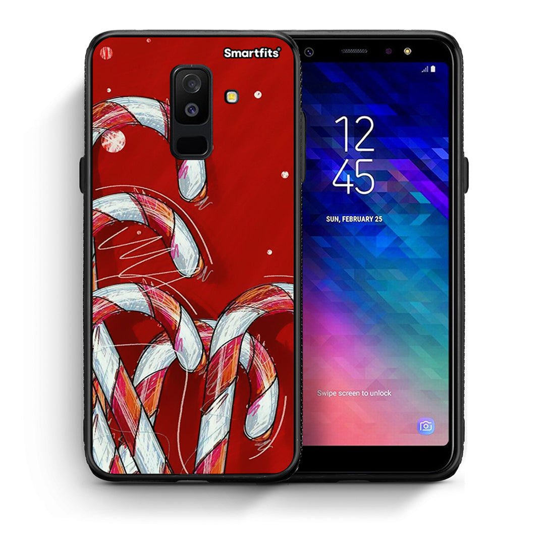 Θήκη Samsung A6+ 2018 Candy Cane από τη Smartfits με σχέδιο στο πίσω μέρος και μαύρο περίβλημα | Samsung A6+ 2018 Candy Cane case with colorful back and black bezels