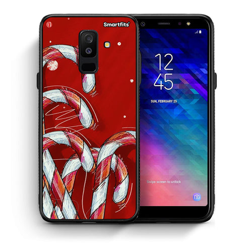 Θήκη Samsung A6+ 2018 Candy Cane από τη Smartfits με σχέδιο στο πίσω μέρος και μαύρο περίβλημα | Samsung A6+ 2018 Candy Cane case with colorful back and black bezels