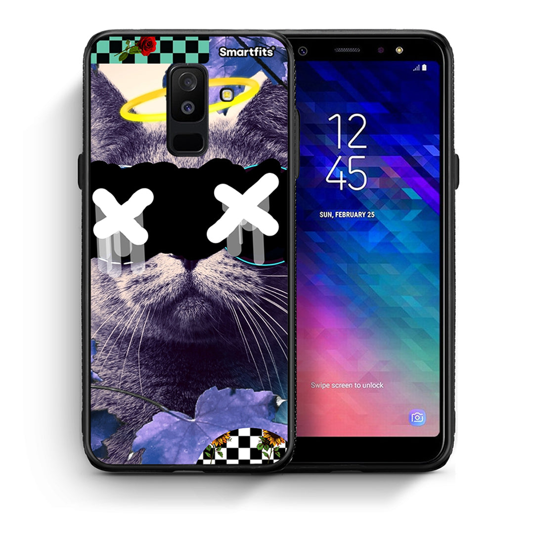 Θήκη Samsung A6+ 2018 Cat Collage από τη Smartfits με σχέδιο στο πίσω μέρος και μαύρο περίβλημα | Samsung A6+ 2018 Cat Collage case with colorful back and black bezels